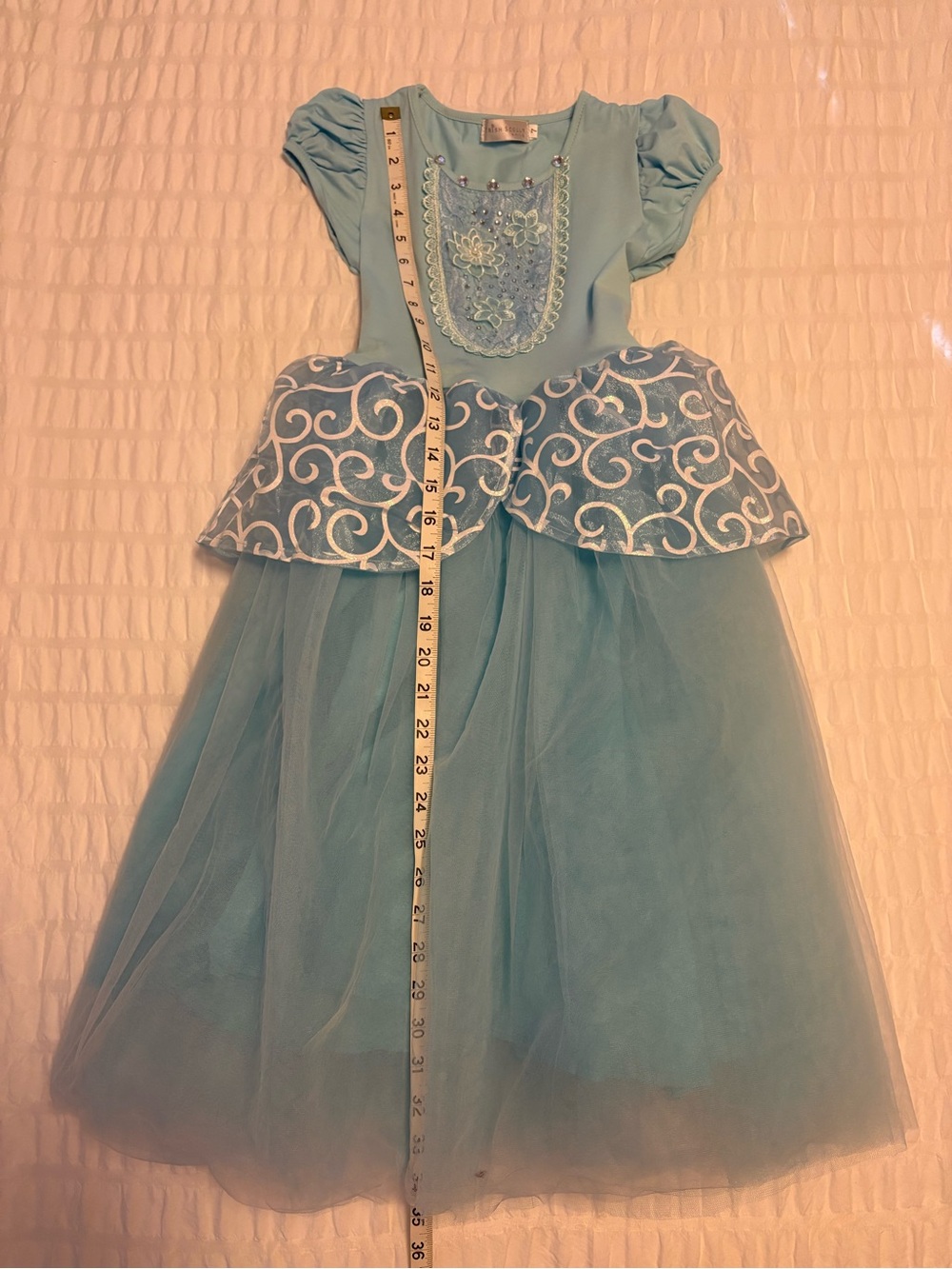 Light Blue Tulle Princess Dress for Kids - Embellished Peplum Costume